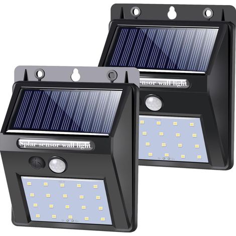 Solar-Außenleuchte, LED-Solarleuchte mit Bewegungssensor für die Gartenwanddekoration, kabellose Solarbeleuchtung, IP44 wasserdicht, 2er-Pack [Energieeffizienzklasse A++] (1/5)