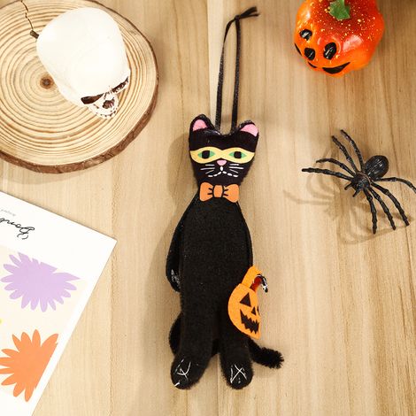 Pendentif chat noir Halloween, décoration suspendue en feutrine pour fête horreur