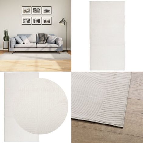 Tapis poils courts style scandinave crème 100x200 cm - Tapis Décoratif - Tapis Salon - Tapis Chambre - Tapis Design - Tapis Moelleux - Home & Living