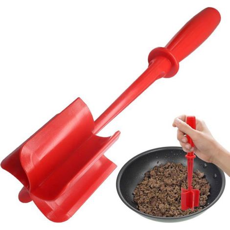 Écrase-viande - 5 Lames Courbes - Pour Viande Hachée Pomme De Terre Légumes - 28 x 6,5 cm - Rouge - 1 Pièce (1/4)