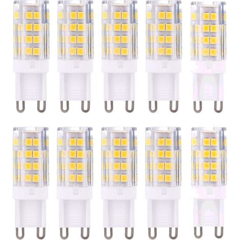 Bombillas de luz LED G9, blanco cálido 3000K 5W Bombilla de luz LED G9 equivalente a bombillas halógenas de 40W 420 lúmenes no regulable, paquete de 10 [Clase de eficiencia energética A+] (1/5)