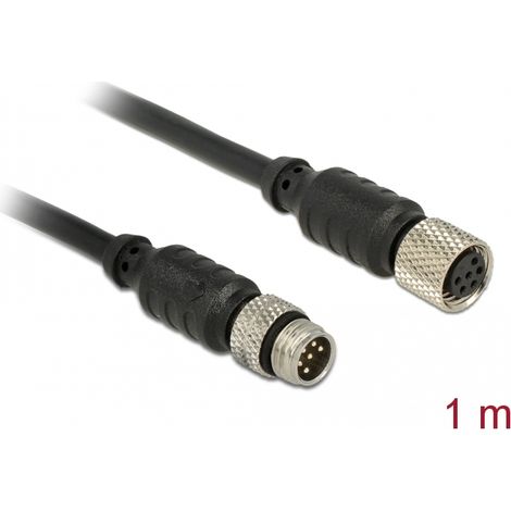 M8 Sensor- / Aktorkabel 6 Pin Stecker zu 6 Pin Buchse wasserdicht 1 m Delock