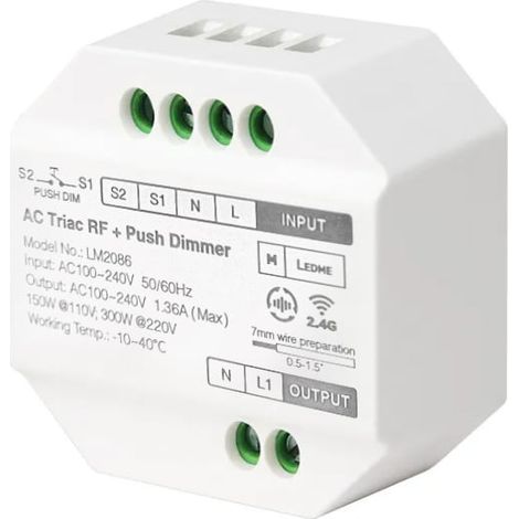 IluminaShop - Regulador LED TRIAC RF Compatible con Pulsador (1/5)
