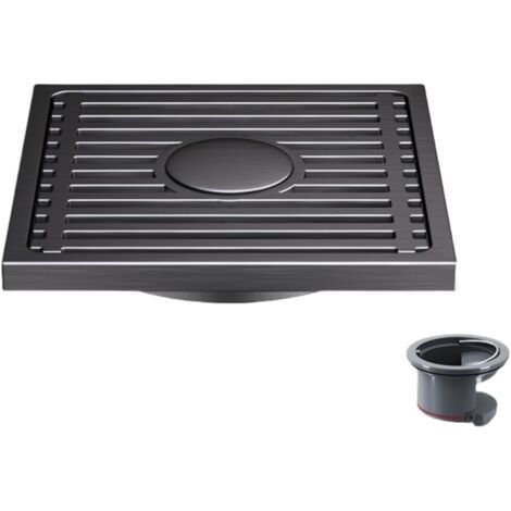 Bonde de douche en acier inoxydable gris à grande capacité pour salle de bain et douche, évacuation des eaux usées, en bambou, double usage. (1/5)