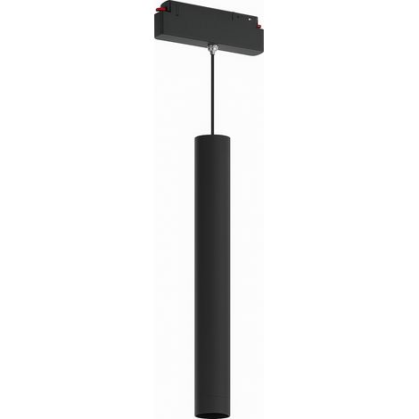 Lampada LED a Sospensione per Binario Magnetico 48V, 8W 680 Lumen, Luce Naturale 4000K o Luce Calda 3000K, Corpo Alluminio Nero, Fascio 24°, Design Moderno per Interni - Colore della luce: Luce calda