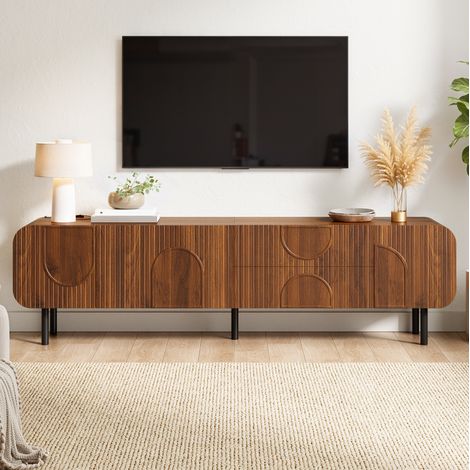 Mobile TV FloraGrace 180x40x47,5 cm in pannelli di legno marrone con vano contenitore (1/5)