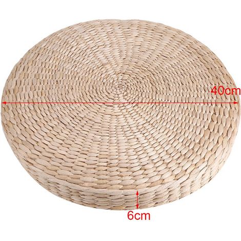 Stilvolles Tatami-Kissen POUFISSA Meditationskissen rund aus Naturstroh 40 cm x 6 cm hellgelb Komfort Yoga Entspannung 1er-Pack (1/5)