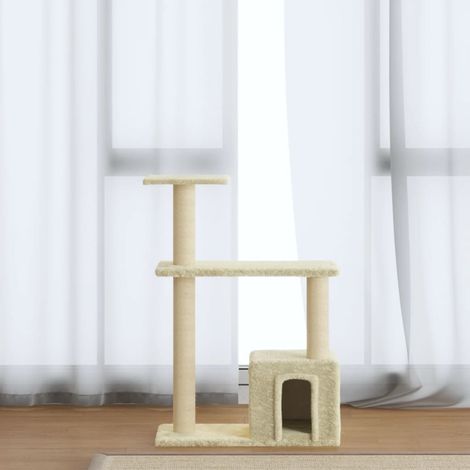 vidaXL Albero per Gatti con Tiragraffi in Sisal Crema 70 cm