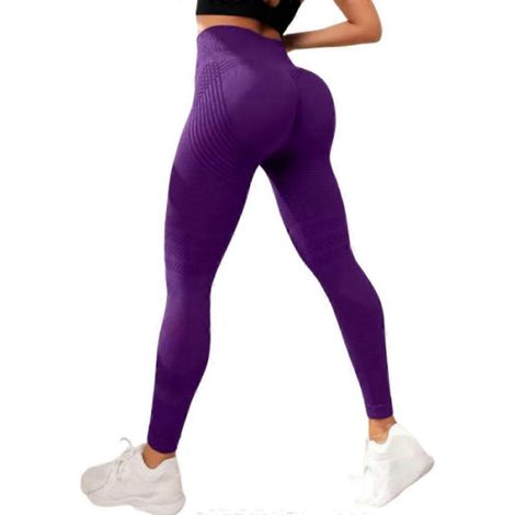 Leggings 3D anti-cellulite, taille haute, effet push-up et ventre plat, compatibles avec la salle de sport, violet foncé (1/5)