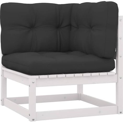 Canapé d'angle de jardin Fauteuil relax Canapé d'extérieur coussins anthracite Bois de pin massif MJU4459 (1/5)