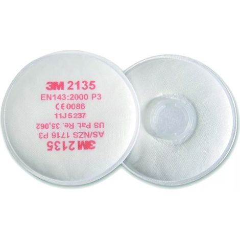 Filtro antiparticolato P3 R 2135 per maschere 3M serie 6000 e 6800 (confezione da 2) Bianco Unico