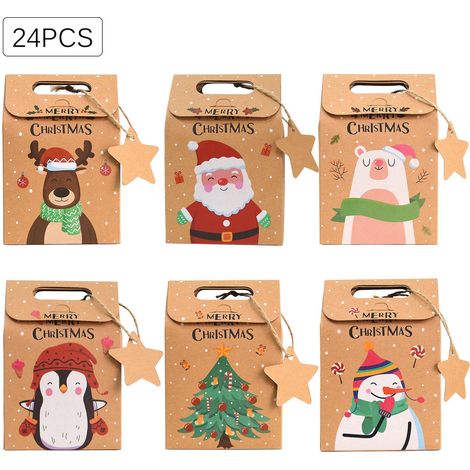sacs Cadeaux De Nol, 24 Sacs Cadeaux En Papier, Sacs Cadeaux De Bonbons Et Biscuits Pour Enfants
