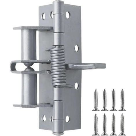 Spring Hinge, Self-Closing Door Hinges, Heavy-Duty Spring Hinges for Gates, Hotels, Dormitories, and Old Apartments (Silver) (1/5)
