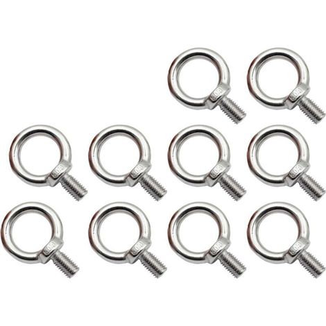 Pack de de 10 boulons à œil M8 en acier inoxydable, XU, Boulons à œil antirouille, Boulon à œil rond, Boulon à œil rond, Boulon à œil, Acier inoxydable 304, Pas facile à corroder. - KZQ (1/4)