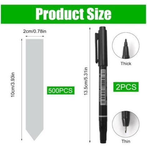 500 Pièces Étiquettes en Plastique pour Plantes, 10x2cm Etiquette pour Plante Blanc, Etiquettes Jardin Exterieur, Imperméable (1/5)