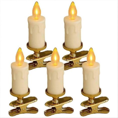 Bougies de Noël à pince LED pour fêtes, bougies à pince pour sapin de Noël, bougie à piles à effet vacillant (1/5)