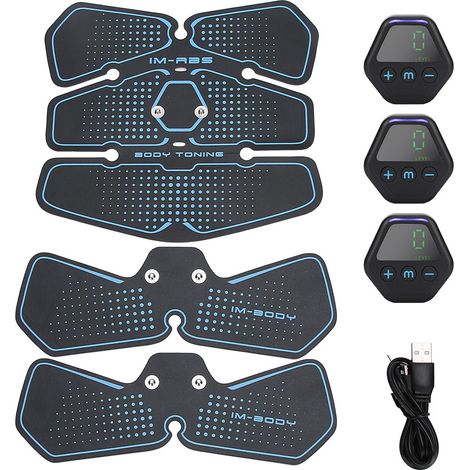 Lot abdominal numérique rechargeable pour tonifier les muscles, patch fitness EMS avec écran digital, entraînement des abdos, charge USB. (1/5)