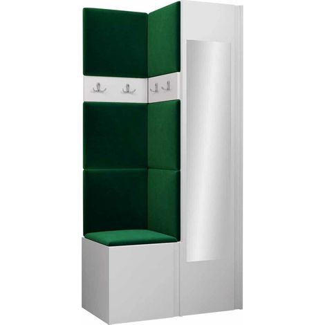 Meuble d'entrée Pinis XXV, Blanc, 186x82x46cm, Disponible, Tissu, Stratifié, À poser, Murale