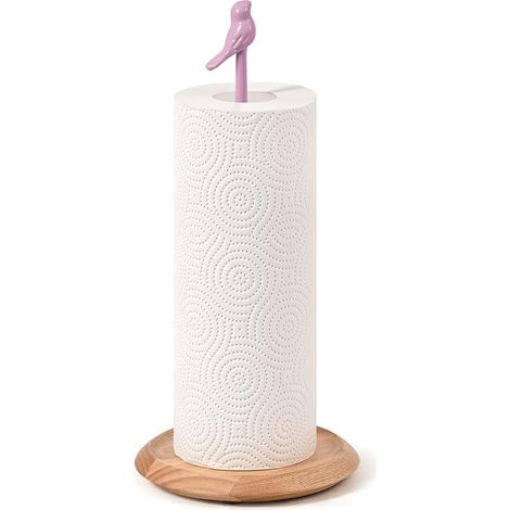 Holder on Pink Stand Wooden Towel Holder with Cute Bird Dispenser for Kitchen (1/5)