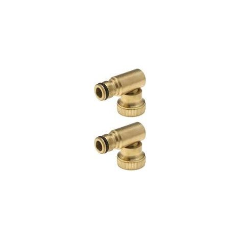 Lot de 2 Raccords Rapides Laiton 3/4 Pouces, Filetage Femelle Rotatif pour Tuyau d'Arrosage, Connecteur Robuste et Étanche (1/5)