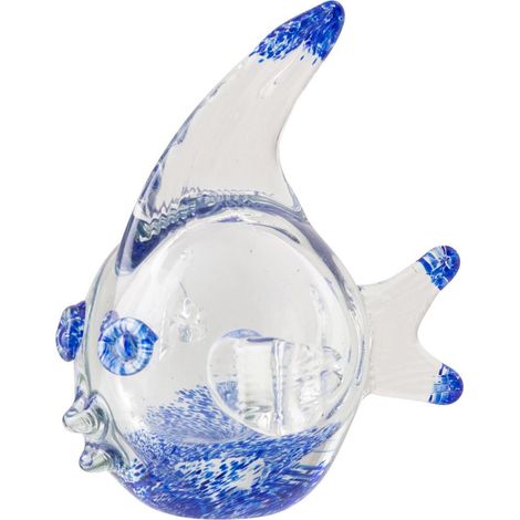 Presse-Papier Poisson-Ange en Verre "Océan" 15cm Bleu (1/2)
