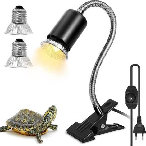 UniEgg® Reptilien-Wärmelampe mit Dimmfunktion – Schwarz – E27-Fassung UVA + UVB – 25-W- und 50-W-Leuchtmittel enthalten (1/5)
