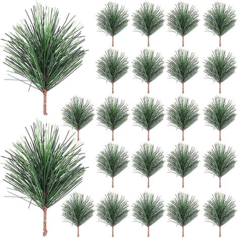 24 décorations de Noël originales en forme de branches de pin artificielles-7X5CM-Green (1/4)