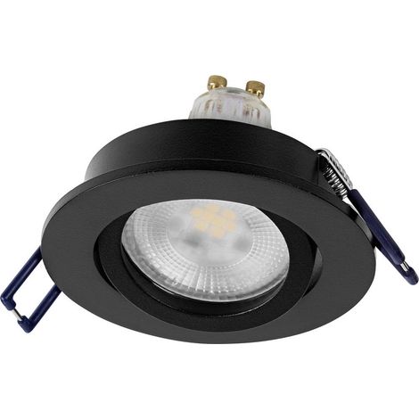 Spot Set Spot LED encastrable DIM 6 W Noir 85 mm, 500 lm 2 700 K Blanc chaud, IRC ≥ 80, Aluminium dimmable, lot de 3 (1/4)