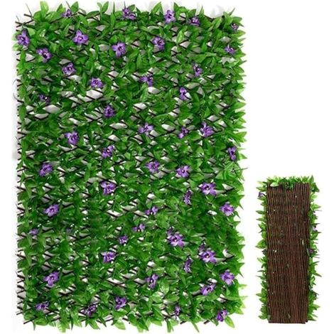 Artificial Fence with Flowers, Artificial Ivy Leaf Decoration, Garden Trellis Panels Expandable, Privacy Expanding Fence, Artificial Hedges (1/5)
