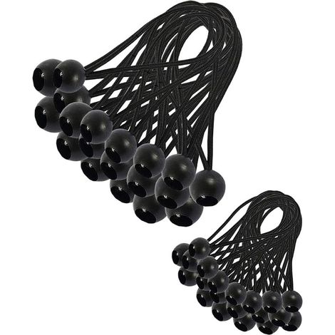 30 x Elastic Bungee Cords, Bungee Cord, Bungee Cord for Gazebo, Tarpaulin, Camping, Tent, Curtain Harness Extension (200 mm and 150 mm) (1/5)