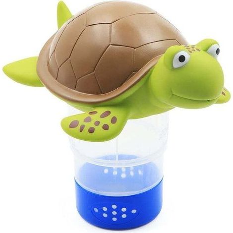 Distributeur de chlore flottant, distributeur de produits chimiques pour piscine, spa, jacuzzi, tablette flottante réglable, peut contenir des tablettes chimiques de 7,6 cm (tortue) (1/4)