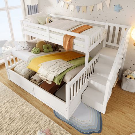 letto a castello 90x200 140x200 con contenitore bianco HAVRYA (1/5)