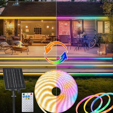 Solar LED Strip 10M, 360 LEDs, Bi-color, IP68, Remote Control, Garden (1/5)