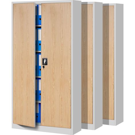 Lot de 3 Armoires de Bureau Métalliques 4 Étagères 185x90x40 cm (1/5)
