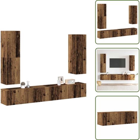 Ensemble de meuble TV mural 4 pcs vieux bois bois d'ingénierie - Ensemble De Meubles TV - Ensembles De Meubles TV - Meuble TV - Meuble Hifi (1/5)