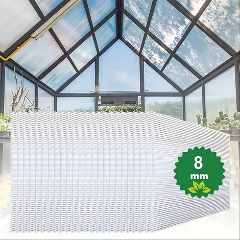 Jiubiaz 5x Polycarbonat Hohlkammerplatten 8mm Transparent Hohlkammerstegplatten UV-Beständigen Für Gewächshaus Carports (1/5)