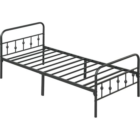 Letto in metallo nero per materasso 90 x 200 cm, struttura pieghevole, H 82,5 cm, HOMVRA (1/5)