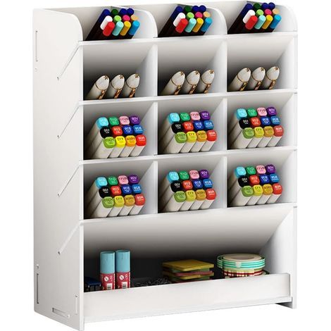 Organisateur de bureau, Boîte de rangement pour stylos Blanc(PB12), Garde les surfaces de travail propres et accessibles (1/5)