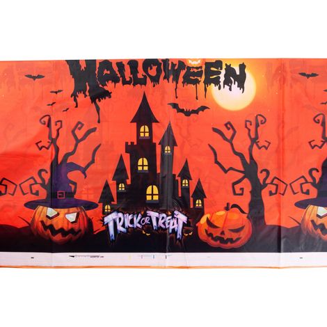 TG76540 Tovaglia di Halloween arancione con grande zucca decorativa per la tavola (1/5)