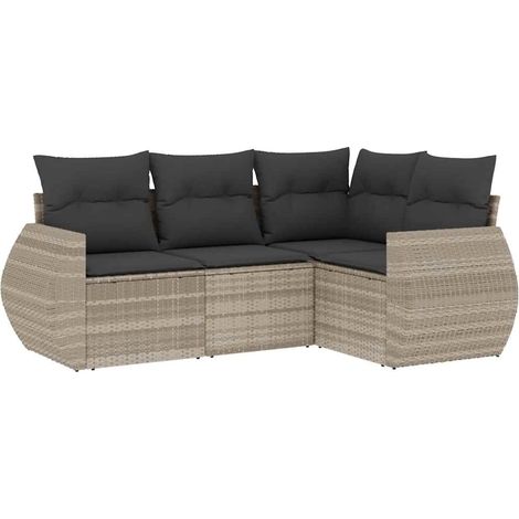 Maison Exclusive - 4-tlg. Garten-Sofagarnitur mit Kissen Hellgrau