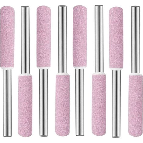 Tête de Polissage de Meulage, 8 pcs Meules Pierres Abrasives,Meule sur Tige, Tige Abrasive,Affûteuses Chainsaw, Limes d'affûtage pour Tronçonneuse 4 mm en Diamant pour Affûter les Tronçonneuses