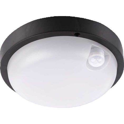 APLIQUE LED EXTERIOR TECHO IP65 REDONDO Negro 12W 900LM 4000K 25000H D170MM CON SENSOR MOVIMIENTO SpazioLuzio CJ.1