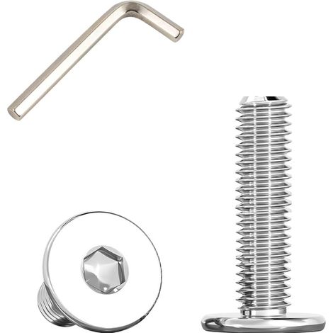 Vis Inox Tete Plate avec Bride, (30 Pièces)M6x20mm Boulons à Tête Plate Hexagonale Sont Utilisées Dans Les Meubles et Les Machines, en Acier Inoxydable 304 (1/5)