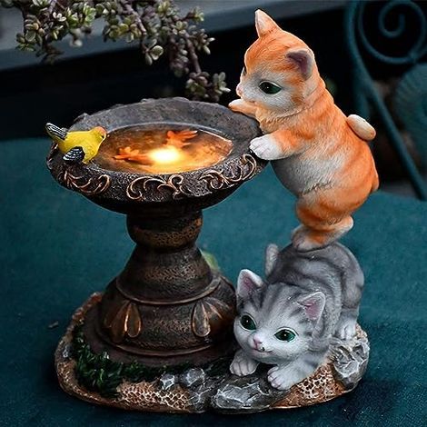 Statue de Chat à énergie Solaire,Papillons Lampes solaires pour extérieur,Figurine de d'animal décorative pour Jardin,Sculpture en résine étanche,Éclairage LED,pour Pelouse,Terrasse (Style 3) (1/4)