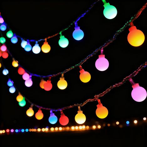 USB LED Guirlande lumineuse, 6M 40 LED Boules colorées, Guirlande lumineuse intérieur/extérieur, Guirlande lumineuse Globe extérieur, Idéale pour chambre d'enfant, éclairage de jardin, éclairage de (1/5)