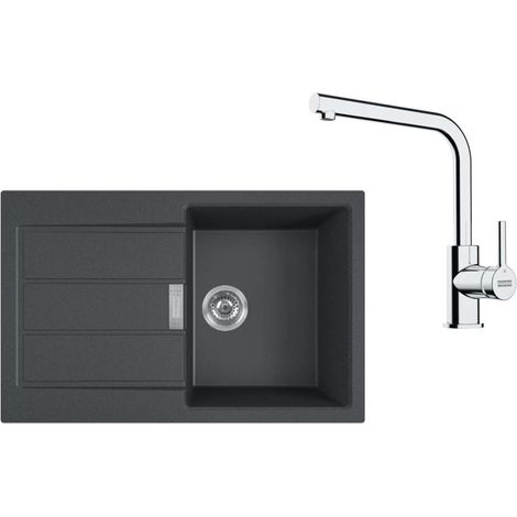 Franke Set - Set da cucina T115Č, lavello in tectonite S2D 611-78 e miscelatore FS 3230.031, nero/cromo 143.0687.348