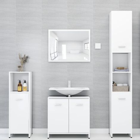 Ensemble de meubles de salle de bain 4 pcs Blanc 2 (1/5)