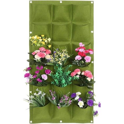 Jardin Vertical Planteur Poches Plantation Sac Feutre Tissu Monté Lit Mural Plante en Plein Air Plantes Suspendues Poche pour Fleur Herbes Légumes Intérieur Extérieur(18 Tasche) (1/5)