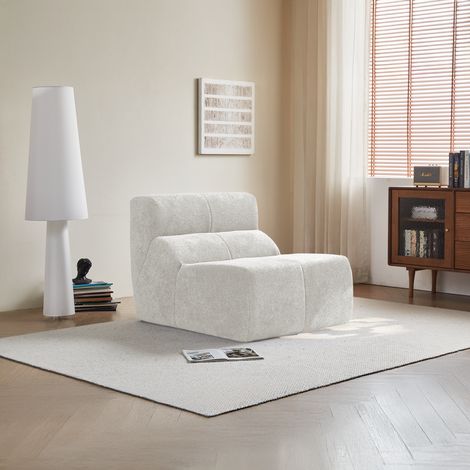 Poltrona 93x109x79cm compatta spedita compressa schiuma ad alta densità rivestimento velluto bianco
