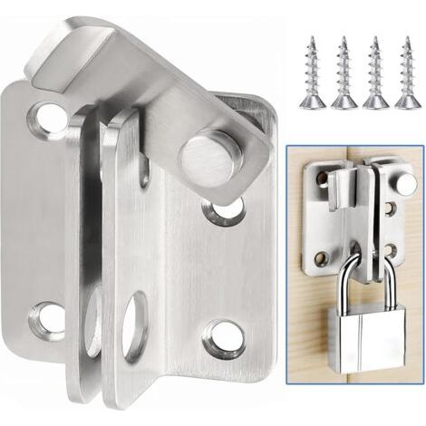 Verrou Porte Coulissante Serrure Volet Loquet Porte Verrou Portail à Bascule Boulon avec Vis pour Porte Fenêtre Placard et Jardin Acier Inoxydable (Argenté, Right Open L) (1/5)
